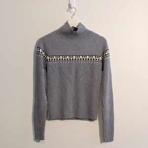 TOMAS MAIER gray ribbed knit mock neck sweater - size m/8